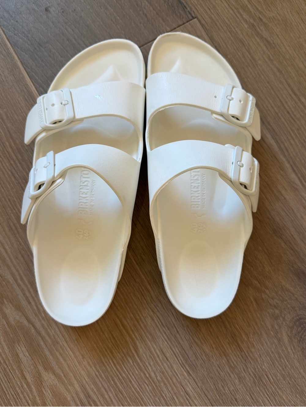 Birkenstock womens White Double-Buckle EVA Sandals size 40 or 9-9.5